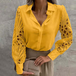 Elegante dames blouse met kanten mouwen – verfijnde en vrouwelijke uitstraling, perfect voor formele gelegenheden, kantooroutfits of stijlvolle avondlooks.
