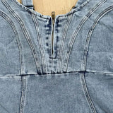 Denim Midi Jurk met Slim Fit en Verstelbare Bandjes