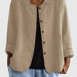 Dames blouse met knoopsluiting en driekwart mouwen