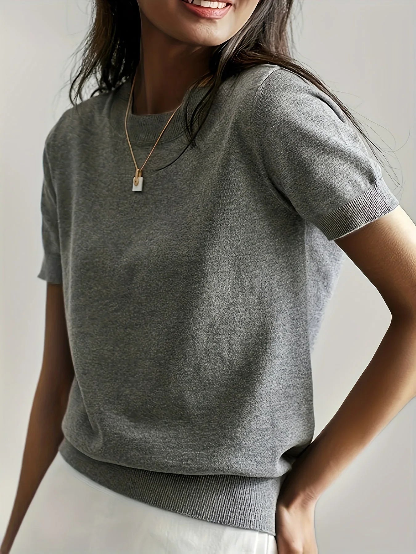 Casual dames T-shirt met korte mouwen, perfect voor de lente en dagelijkse outfits.