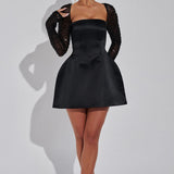 Mini Jurk met Strassmouwen en Open Rug