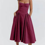 Midi Jurk met Gevormd Bovenstuk en Uitlopende Rok