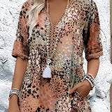 Dames Midi Jurk met Bloemenprint en Knoopsluiting