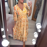 Dames Midi Jurk met Stippenprint en V-Hals
