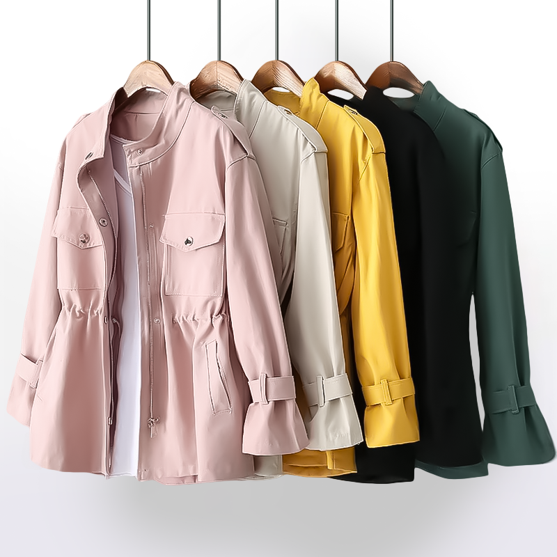Amira tijdloze dames trenchcoat – elegante en waterafstotende jas met ceintuurlint, klassieke pasvorm en hoogwaardige stof, perfect voor werk of speciale gelegenheden.