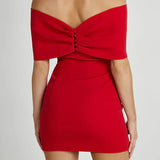 Off-Shoulder Mini Jurk met Gedrapeerd Detail