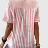 Dames blouse met plooidetails en korte mouwen