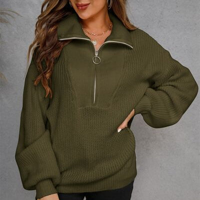 Casual dames sweater met halve rits, comfortabel en stijlvol voor dagelijks gebruik.