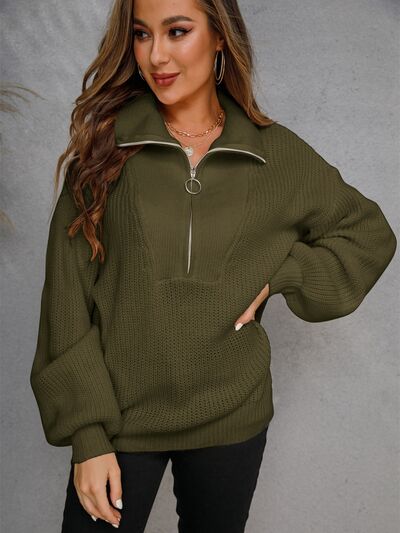 Casual dames sweater met halve rits, comfortabel en stijlvol voor dagelijks gebruik.