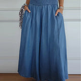 Dames broek met wijde pijpen en elastische taille