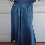 Dames broek met wijde pijpen en elastische taille