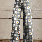 Dames broek met bloemenprint en wijde pijpen