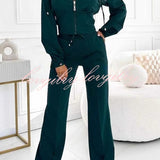 Tweedelige Lounge Set met Ritsvest en Wijde Broek