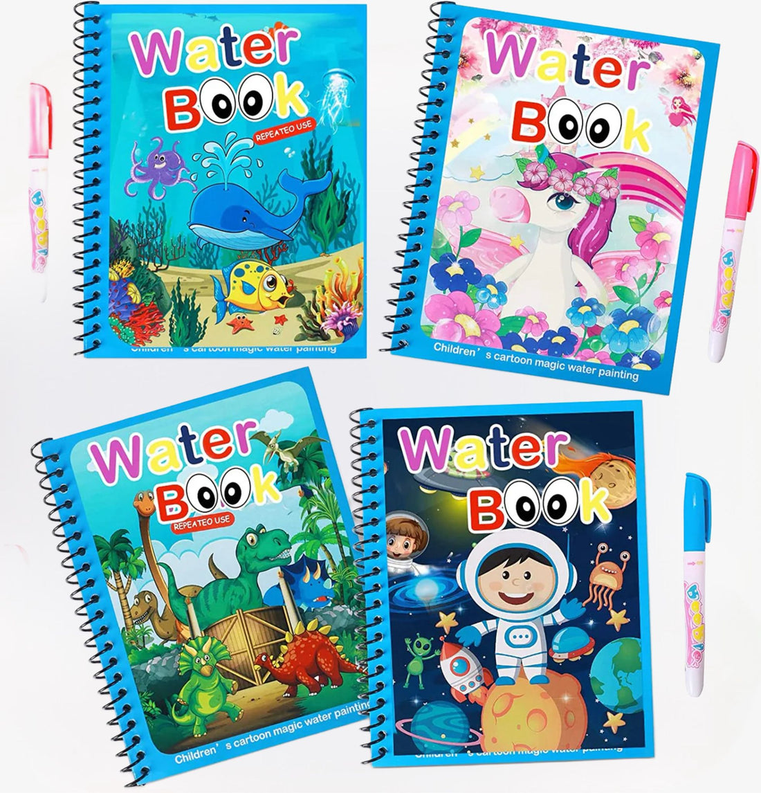 Magic Water Book herbruikbaar kleurboek voor kinderen – creatief en educatief waterkleurboek dat tekenen zonder rommel mogelijk maakt, ideaal voor eindeloos speelplezier.