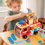 Montessori FireTruck houten brandweerauto speelgoed voor kinderen – duurzaam materiaal, beweegbare onderdelen en stimuleert fantasierijk en educatief spel.
