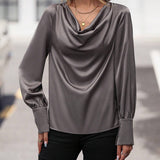 Satijnen Blouse met Watervalhals