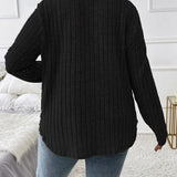 Damski Sweter Oversize V Neck Casual Długi Rękaw