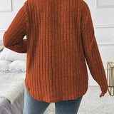 Damski Sweter Oversize V Neck Casual Długi Rękaw