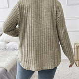 Damski Sweter Oversize V Neck Casual Długi Rękaw