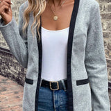 Elegante Open Blazer met Contrast Details