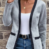Elegante Open Blazer met Contrast Details
