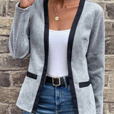 Elegante Open Blazer met Contrast Details