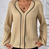 Ribgebreid Vest met Rits en V Hals Elegant en Comfortabel