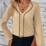 Ribgebreid Vest met Rits en V Hals Elegant en Comfortabel