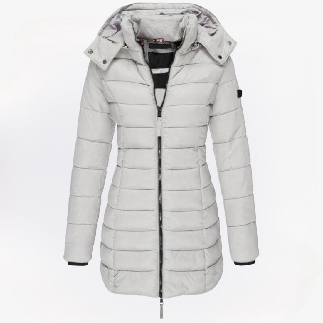 Elisa gewatteerde dameswinterjas – warme, comfortabele pasvorm met stijlvolle afwerking, ideaal voor koude winterdagen.