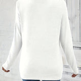 Casual V-Hals Trui met Knopen en Lange Mouwen