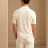 Minimalistische Polo met Korte Mouwen en Open Kraag