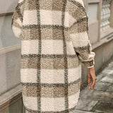 Geruite Teddy Jas Lang Warm en Comfortabel