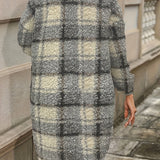 Geruite Teddy Jas Lang Warm en Comfortabel
