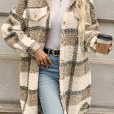 Geruite Teddy Jas Lang Warm en Comfortabel