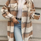 Geruite Teddy Jas Lang Warm en Comfortabel