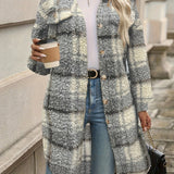 Geruite Teddy Jas Lang Warm en Comfortabel