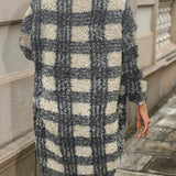 Geruite Teddy Jas Lang Warm en Comfortabel