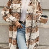Geruite Teddy Jas Lang Warm en Comfortabel