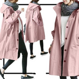 Minimalistische Lange Jas met Capuchon