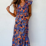 Bloemen Maxi Jurk met Ruches