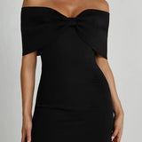 Off-Shoulder Mini Jurk met Gedrapeerd Detail