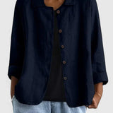 Dames blouse met knoopsluiting en driekwart mouwen