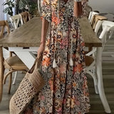 Dames Midi Jurk met Bloemenprint en V-hals