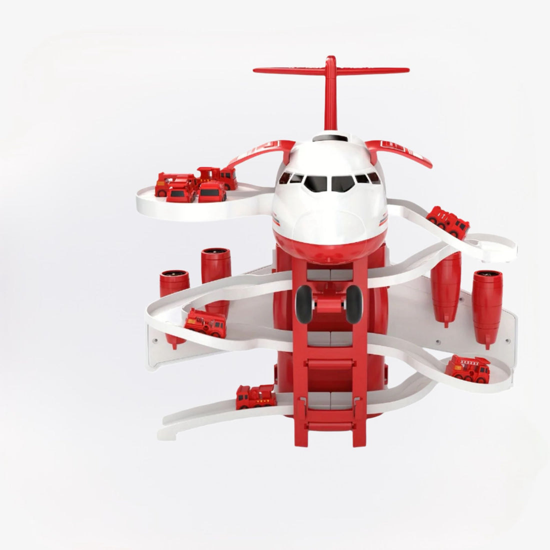 Race’n Rescue speelset – vliegtuig, brandweerwagens en garage voor kinderen, stimuleert fantasierijk spel, coördinatie en rollenspel.