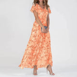 Luchtige Maxi Jurk met Bloemenprint en Ruches