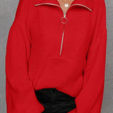 Casual dames sweater met halve rits, comfortabel en stijlvol voor dagelijks gebruik.