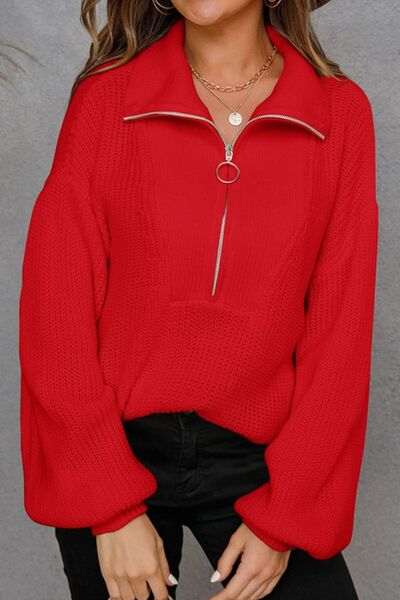Casual dames sweater met halve rits, comfortabel en stijlvol voor dagelijks gebruik.
