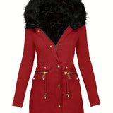 Getailleerde Winterjas met Faux Fur Kraag