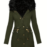Getailleerde Winterjas met Faux Fur Kraag