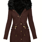 Getailleerde Winterjas met Faux Fur Kraag